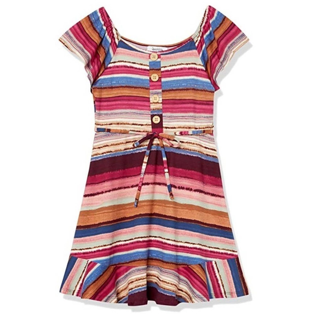 Speechless Big Girls Flutter Sleeve Dress Pink Multi, Size 12, New NWT